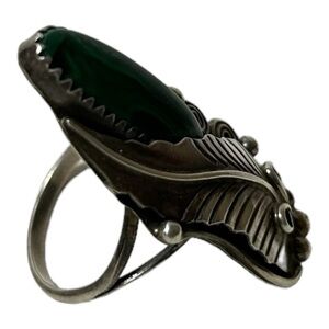 Navajo Sterling Silver Malachite Southwestern Ring Sz7